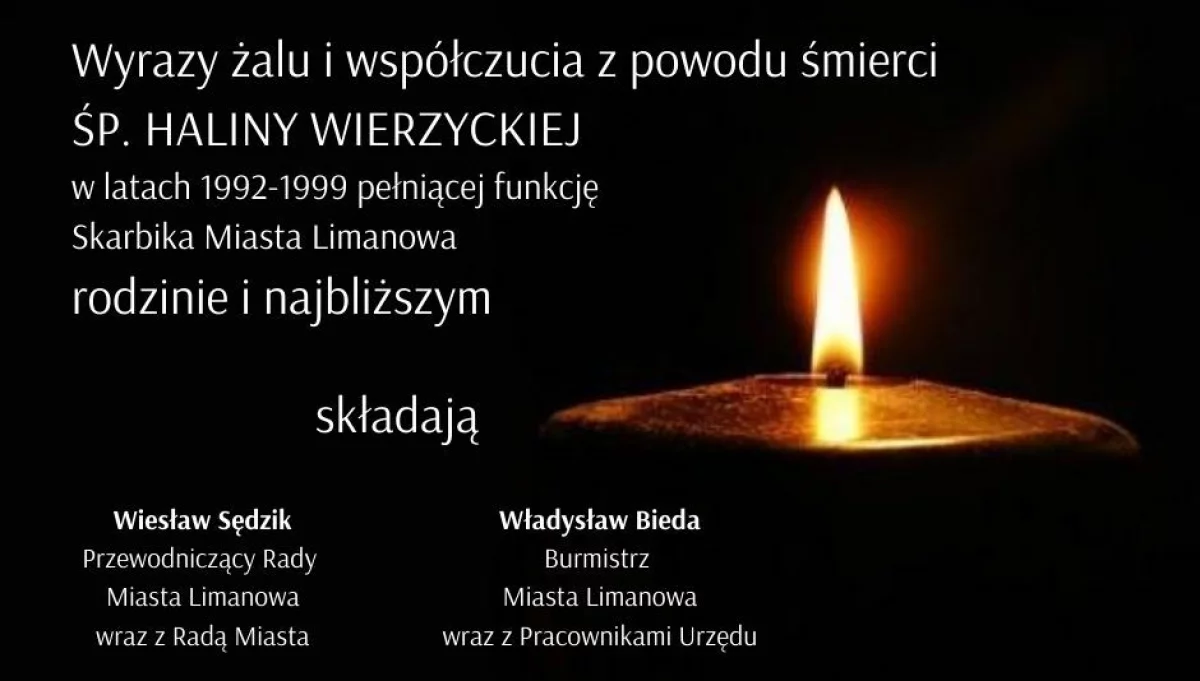 Kondolencje z powodu śmierci Haliny Wierzyckiej