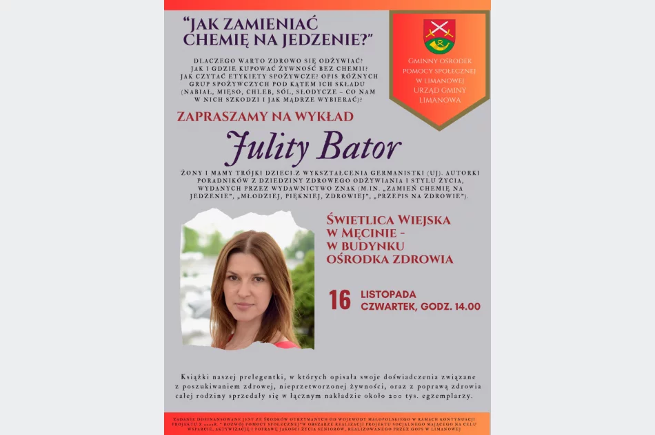 Zapraszamy do Męciny i Starego Rybia na wykład Julity Bator - zdjęcie 2