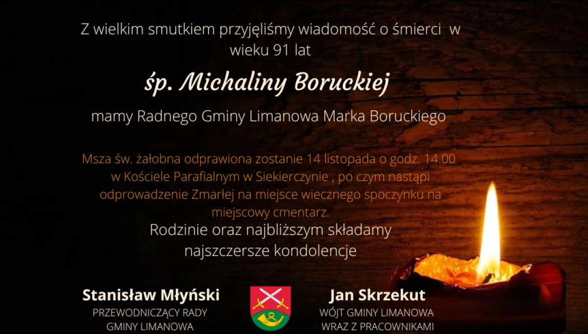 Kondolencje z powodu śmieci Michaliny Boruckiej