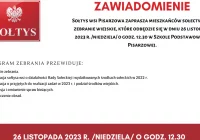 Zawiadomienie o zebraniu wiejskim w miejscowości Pisarzowa - zdjęcie główne