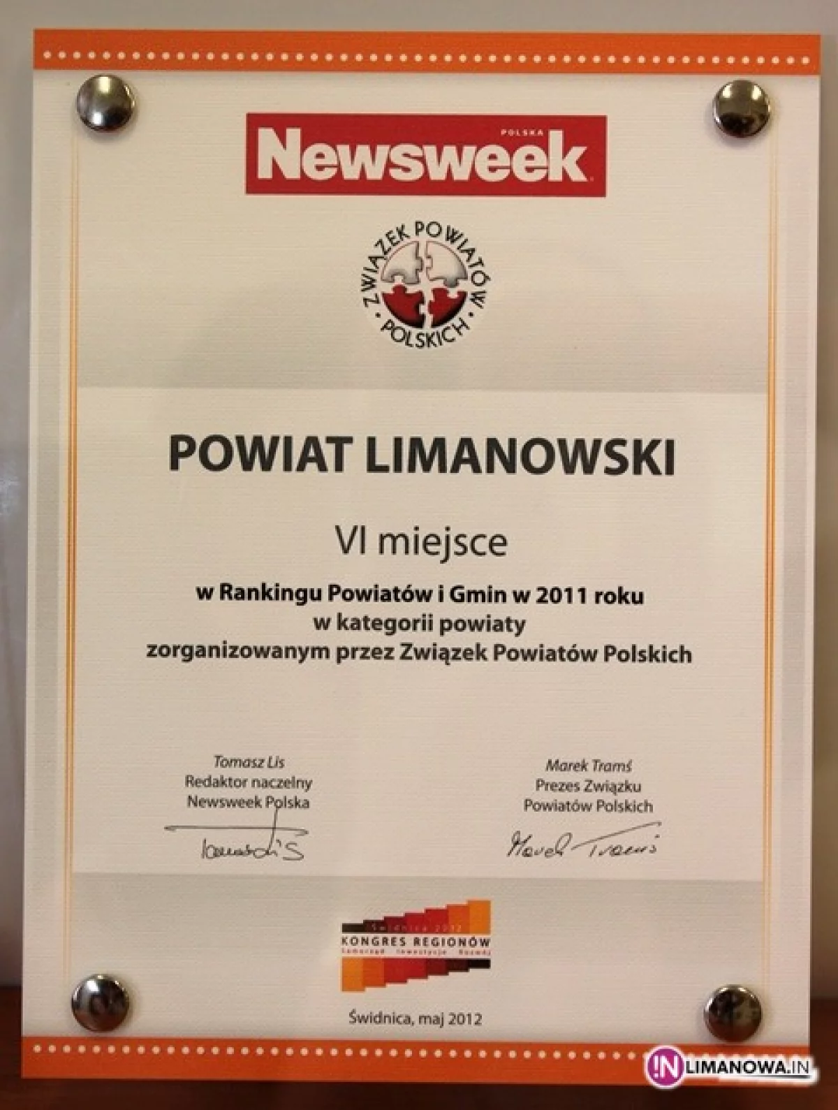 VI miejsce według Newseek Polska