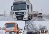 Śnieżyca i korki, utrudnienia na drodze powiatowej - zdjęcie główne