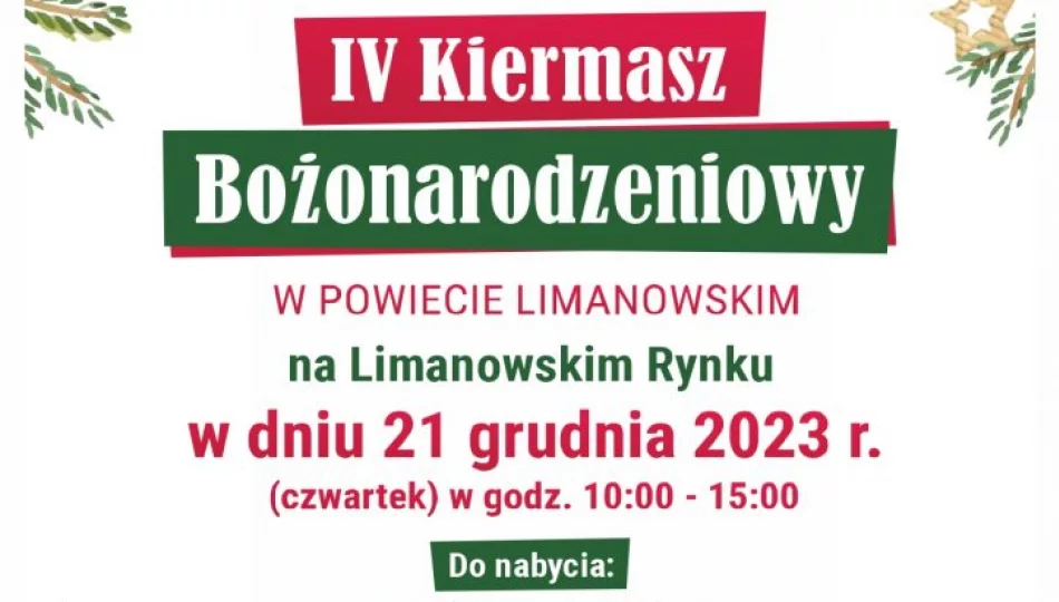 21 grudnia na limanowskim rynku odbędzie się „IV Kiermasz Bożonarodzeniowy” - zdjęcie 1