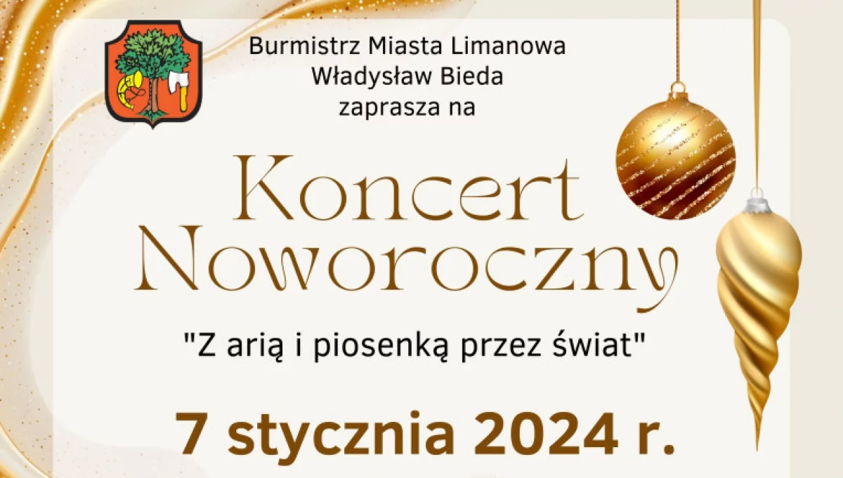 Burmistrz Miasta Limanowa zaprasza na Koncert Noworoczny do Limanowskiego Domu Kultury