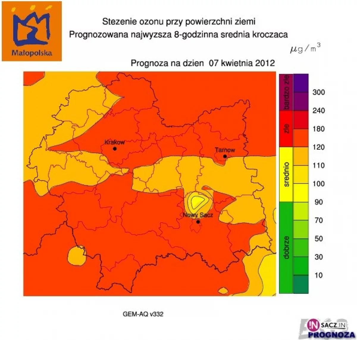 Ozon przekroczy dziś poziom dopuszczalny