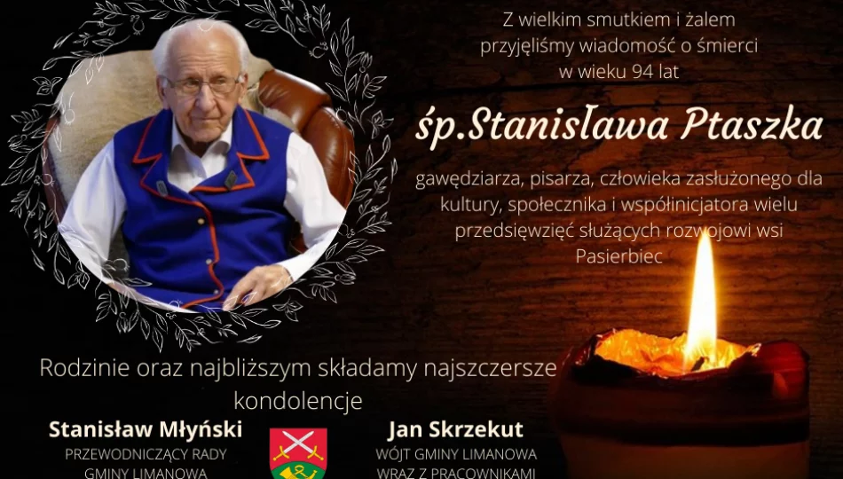 Kondolencje z powodu śmierci Stanisława Ptaszka - zdjęcie 1