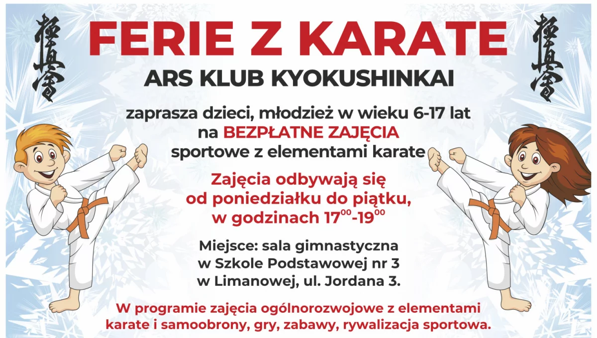ARS Klub Kyokushinkai Limanowa zaprasza na „Ferie z Karate”