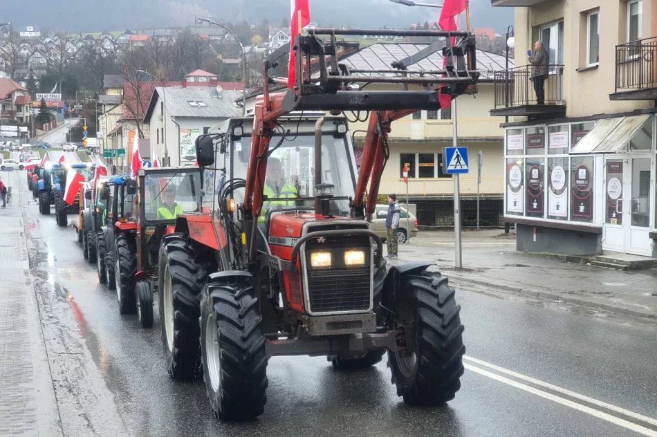 Ogromna manifestacja rolników w Limanowej (ZAPIS TRANSMISJi) - zdjęcie 3