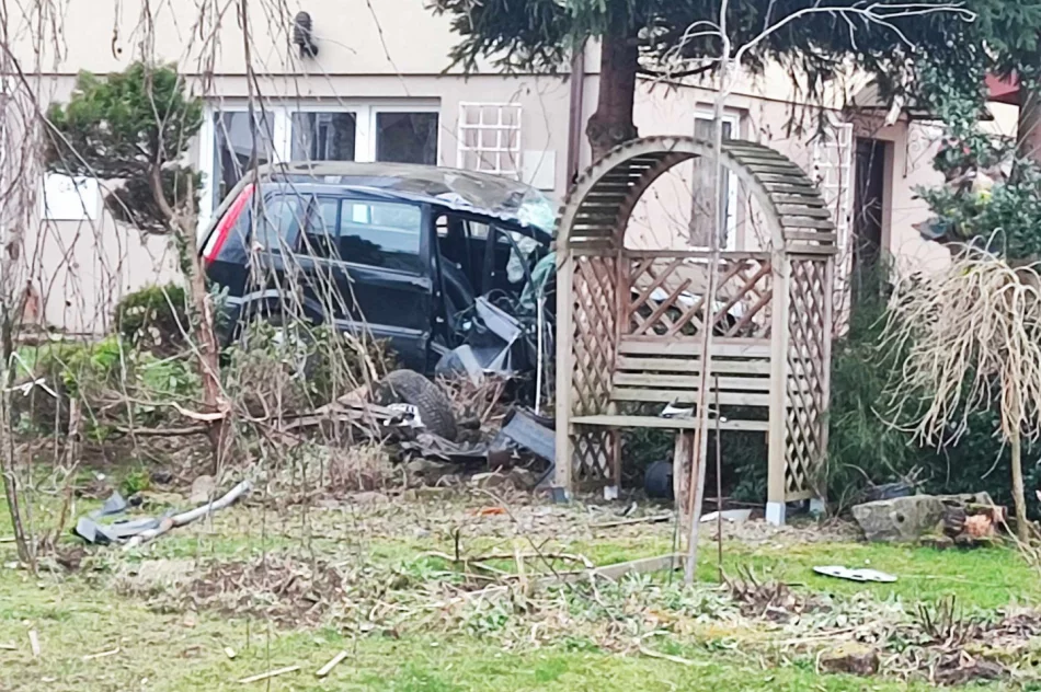 Samochód rozbił się na drzewie przed domem - zdjęcie 4