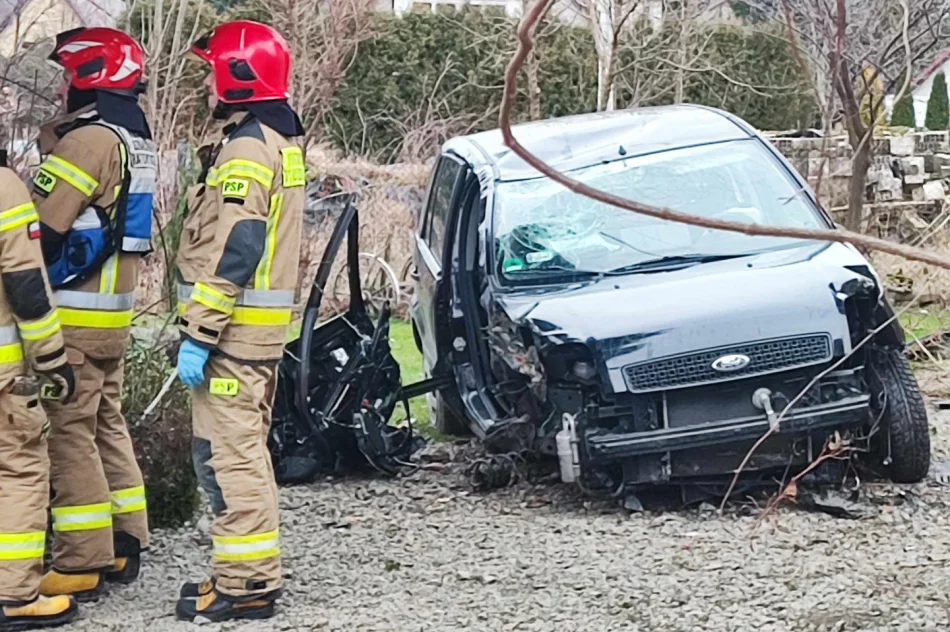 Samochód rozbił się na drzewie przed domem - zdjęcie 6