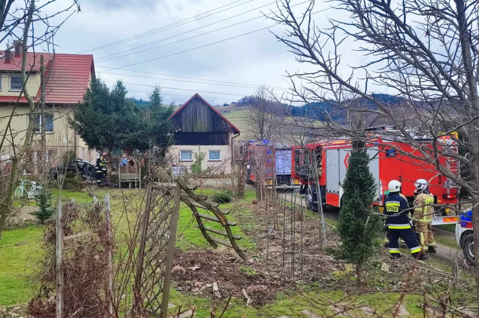 Samochód rozbił się na drzewie przed domem - zdjęcie 11