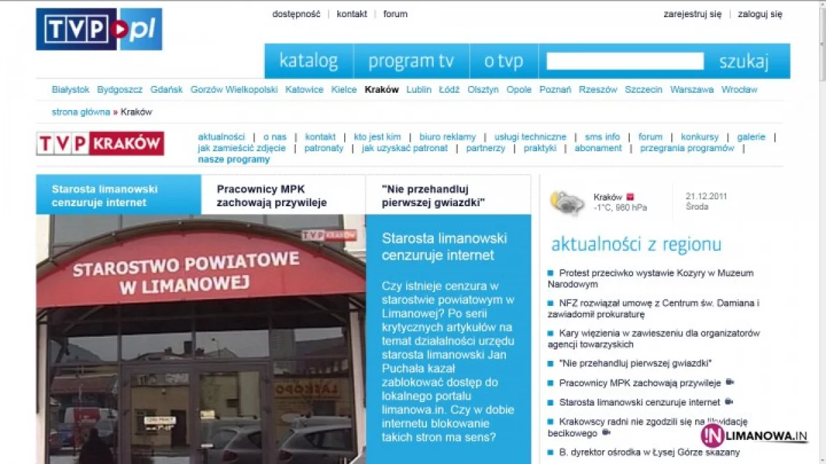 TVP Kraków o cenzurze w starostwie limanowskim