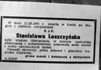 50. rocznica śmierci położnej z Auschwitz - Stanisławy Leszczyńskiej nazywanej "aniołem życia" - zdjęcie główne