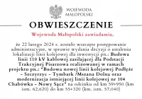 Obwieszczenie Wojewody Małopolski dot. linii 110 kV kablowej zasilającej - Pisarzowa - zdjęcie główne
