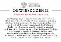 Obwieszczenie Wojewody Małopolski dot. linii 110 kV kablowej zasilającej - Limanowa - zdjęcie główne