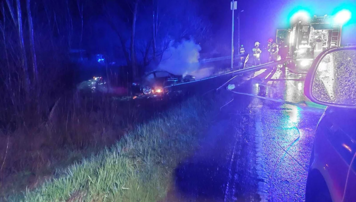 Tragiczny wypadek w Mszanie Górnej - w samochodzie spłonęło dwóch pasażerów