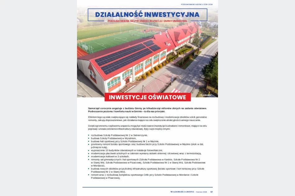 5 lat skutecznego rozwoju gminy Limanowa - biuletyn informacyjny podsumowanie kadencji 2018-2024 - zdjęcie 20