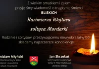 Kondolencje z powodu tragicznej śmierci bliskich sołtysa z Mordarki Kazimierza Wojtasa - zdjęcie główne