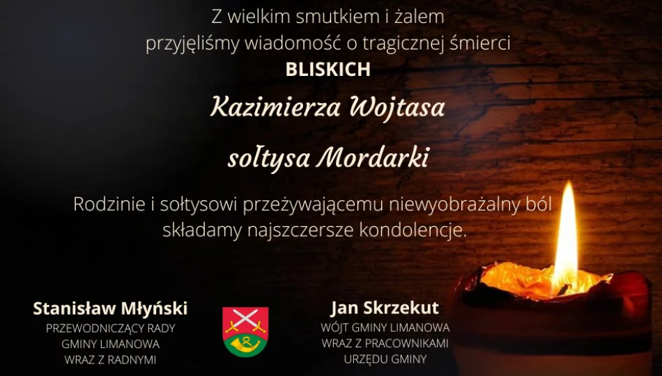Kondolencje z powodu tragicznej śmierci bliskich sołtysa z Mordarki Kazimierza Wojtasa - zdjęcie 1