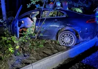 Jaguar uderzył w drzewo, kierowca pod wpływem alkoholu - zdjęcie główne