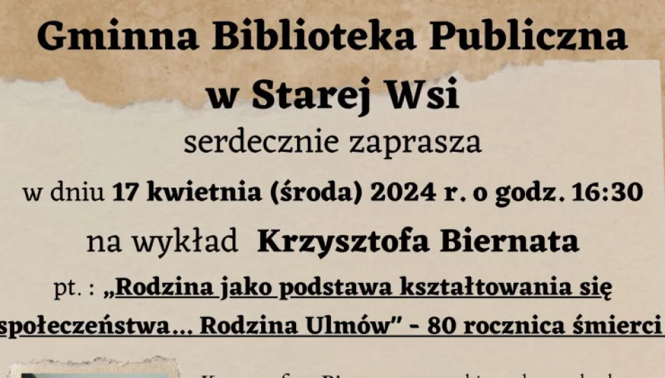 Gminna Biblioteka Publiczna zaprasza na wykład Krzysztofa Biernata - zdjęcie 1