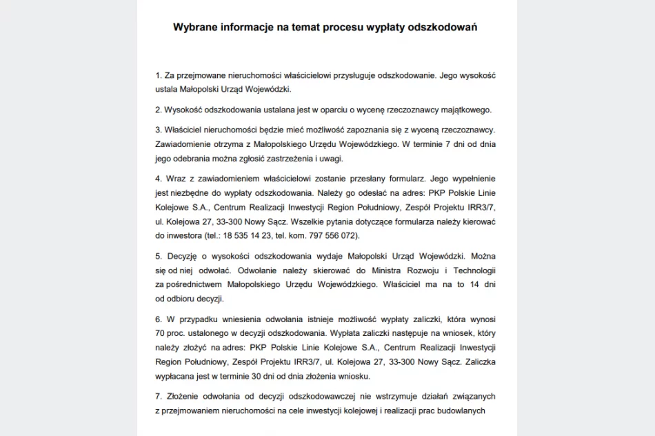 Informacja PKP Polskie Linie Kolejowe S.A dotycząca procesu wypłaty odszkodowań - zdjęcie 3