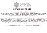 Obwieszczenie Wojewody Małopolskiego ws. wydania decyzji o ustaleniu lokalizacji linii kolejowej - zdjęcie główne