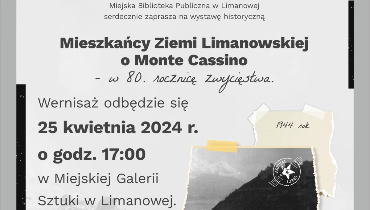 Miejska Biblioteka Publiczna zaprasza na wystawę Mieszkańcy Ziemi Limanowskiej o Monte Cassino