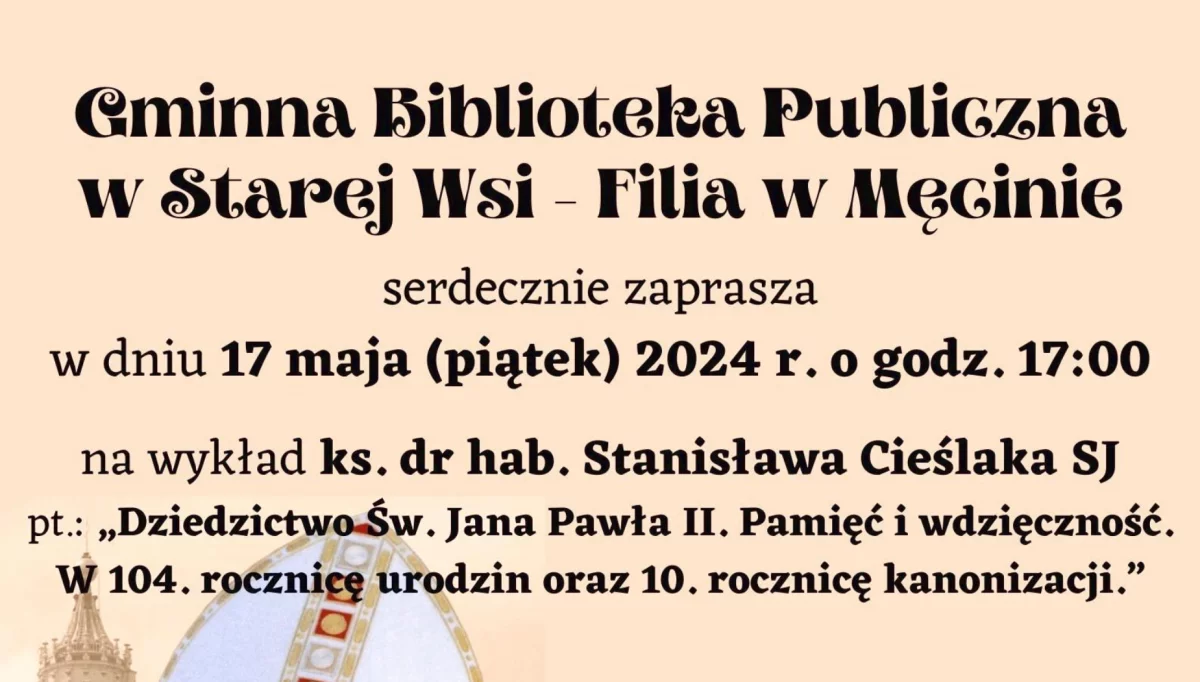 Zaproszenie na spotkanie upamiętniające papieża Jana Pawła II