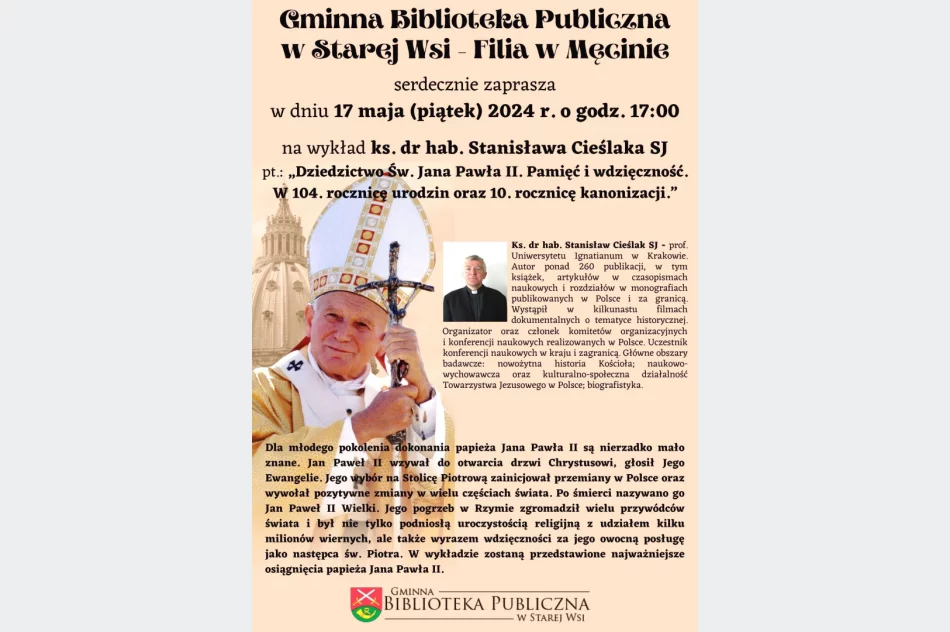 Zaproszenie na spotkanie upamiętniające papieża Jana Pawła II - zdjęcie 2