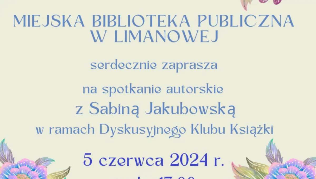 Miejska Biblioteka Publiczna zaprasza na spotkanie autorskie z Sabiną Jakubowską