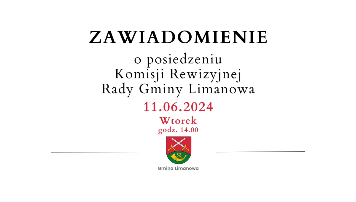 Zawiadomienie o posiedzeniu Komisji Rewizyjnej
