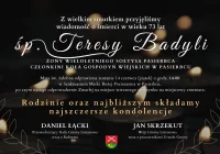 Kondolencje z powodu śmierci Teresy Badyli - zdjęcie główne
