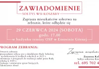 Zawiadomienie o zebraniu wiejskim w miejscowości Koszary - 29 czerwca - zdjęcie główne