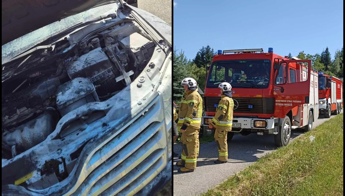 Pożar samochodu/fot.: OSP Stara Wieś