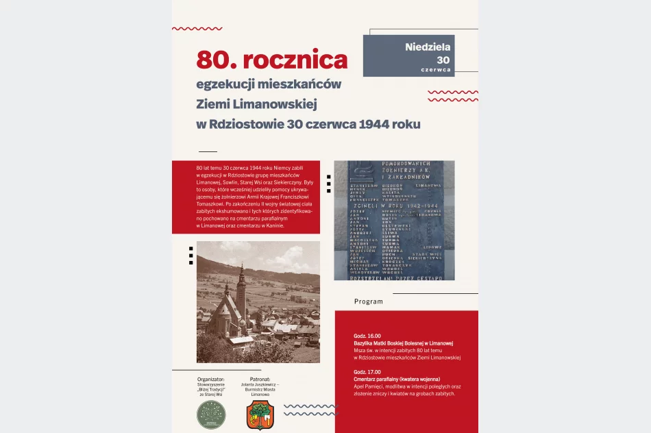 80. rocznica egzekucji mieszkańców Ziemi Limanowskiej w Rdziostowie 30 czerwca 1944 roku - zdjęcie 4