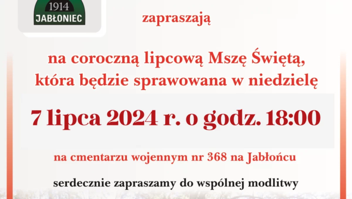 Lipcowa Msza Święta na Jabłońcu