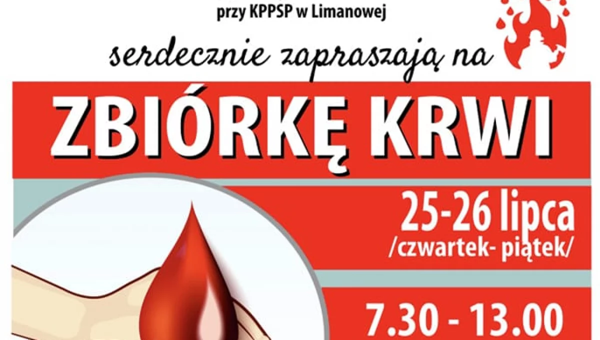 Druhowie z OSP Limanowa zapraszają do udziału w zbiórce krwi w RCKiK