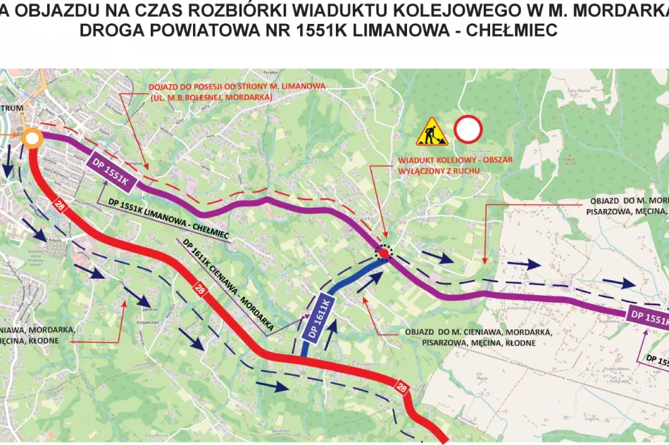 Zmiana organizacji ruchu spowodowana rozbiórką wiaduktu kolejowego w Mordarce - zdjęcie 2