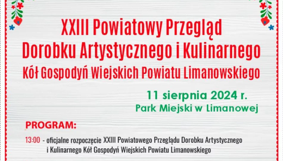 11 sierpnia w Parku Miejskim odbędzie się Powiatowy Przegląd KGW - zdjęcie 1