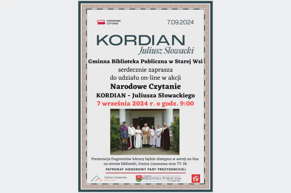 Gminna Biblioteka Publiczna w Starej Wsi zaprasza na Narodowe Czytanie "Kordiana" - zdjęcie 2