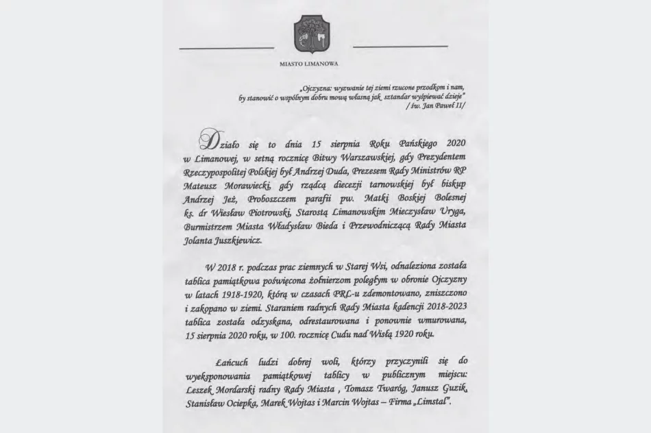 HISTORIA LIMANOWSKIEJ TABLICY - zdjęcie 4