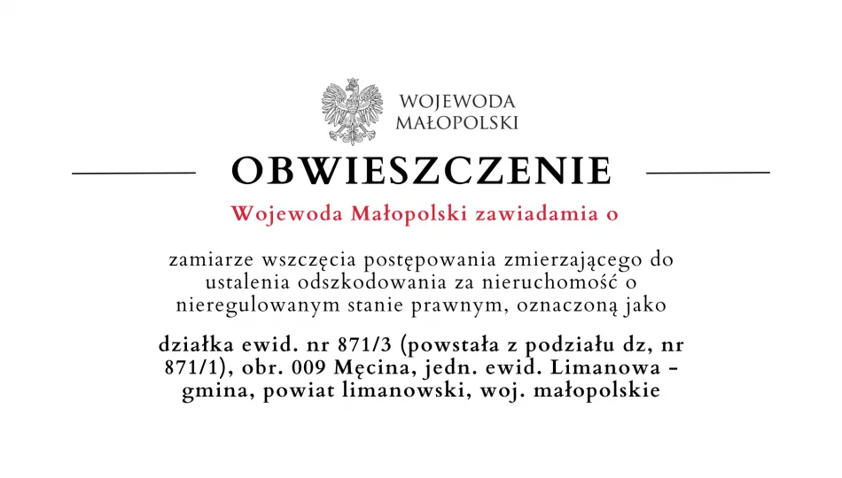 Zawiadomienie o zamiarze wszczęcia postępowania zmierzającego do ustalenia odszkodowania - zdjęcie 1