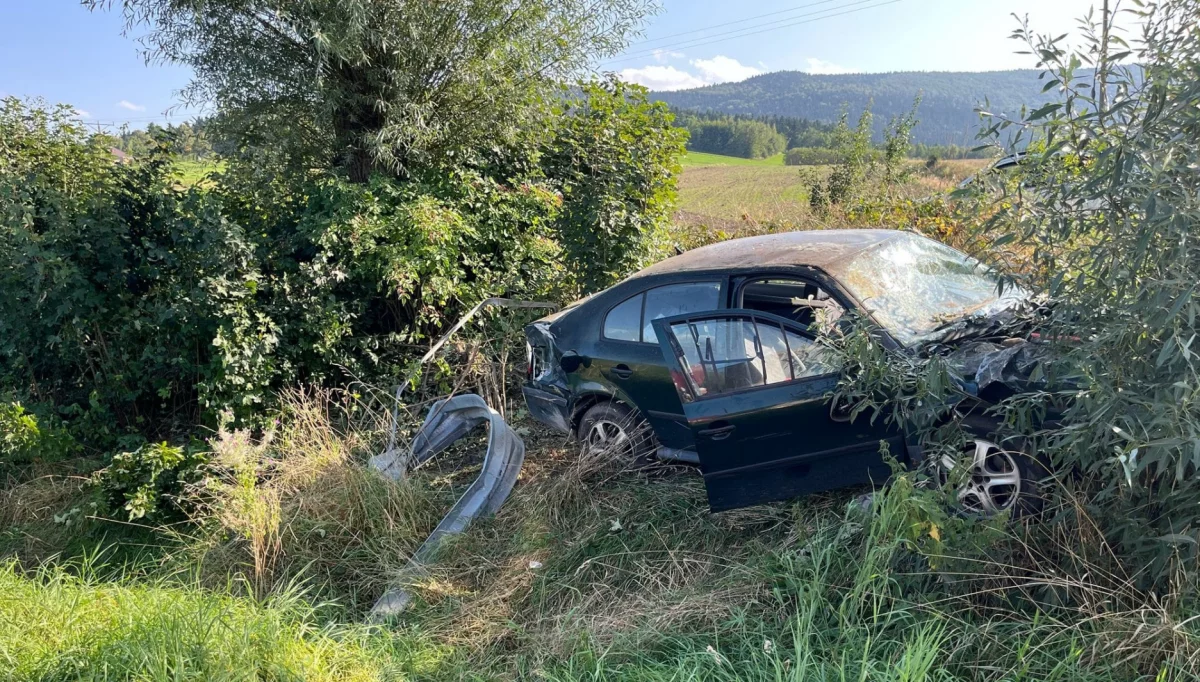 Zdarzenie na DK 28/fot.: OSP Podłopień