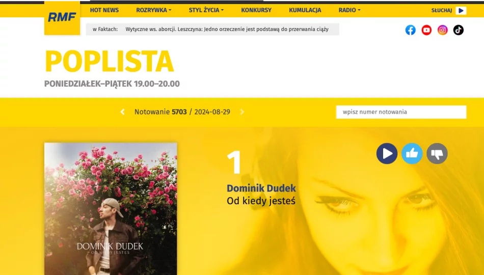 Piosenka Dominika na szczycie Poplisty - zdjęcie 1