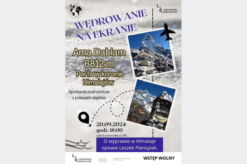  20 września staniemy na szczycie „Ama Dablam 6812 m – perle w koronie Himalajów”. Zapraszamy na wrześniowe spotkanie w cyklu "Wędrowanie na ekranie" - zdjęcie 2