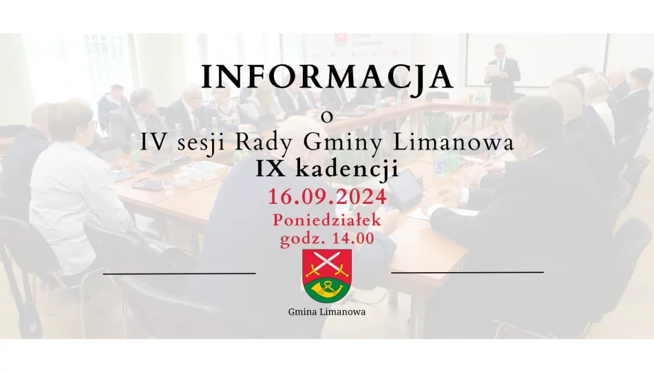 Informacja o IV sesji Rady Gminy Limanowa IX kadencji - zdjęcie 1