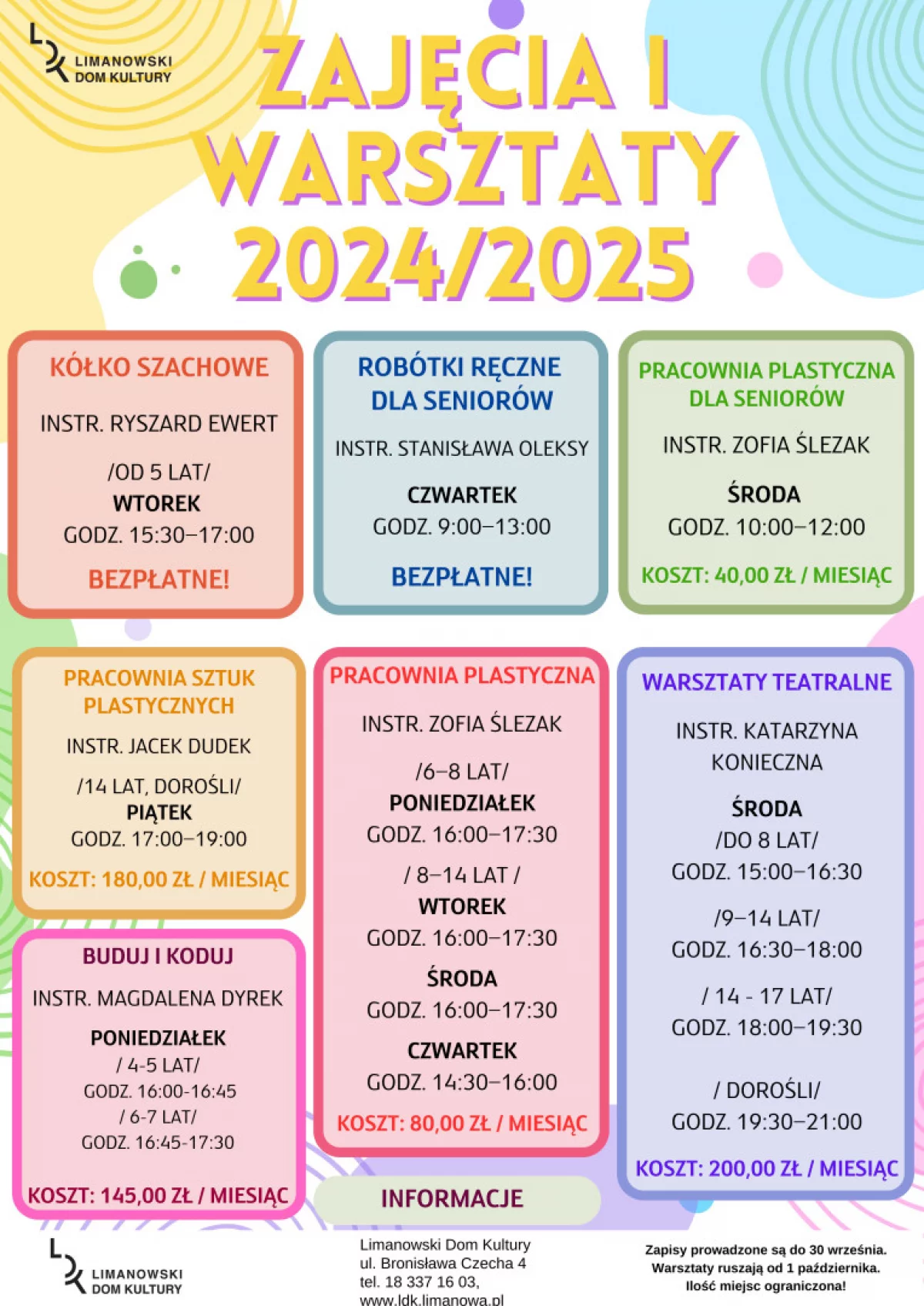 Ogłaszamy zapisy na zajęcia stałe 2024/2025