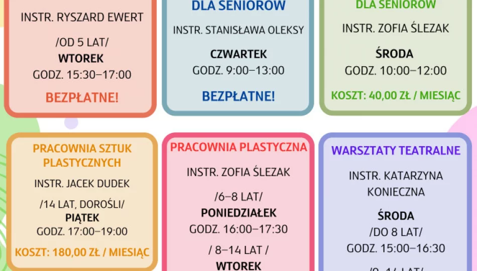 Ogłaszamy zapisy na zajęcia stałe 2024/2025 - zdjęcie 1