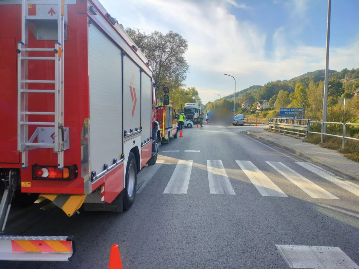 Kolizja w Tymbarku/fot. OSP Tymbark